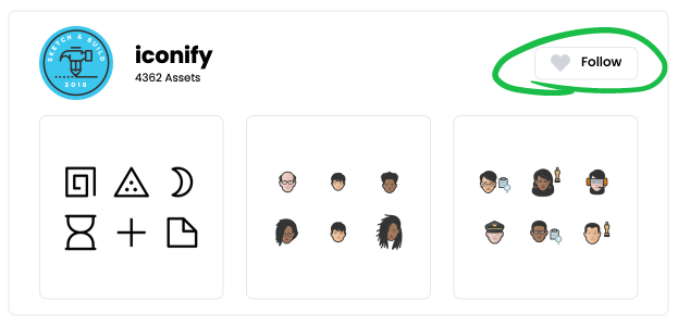 Follow designer from list thumbnail