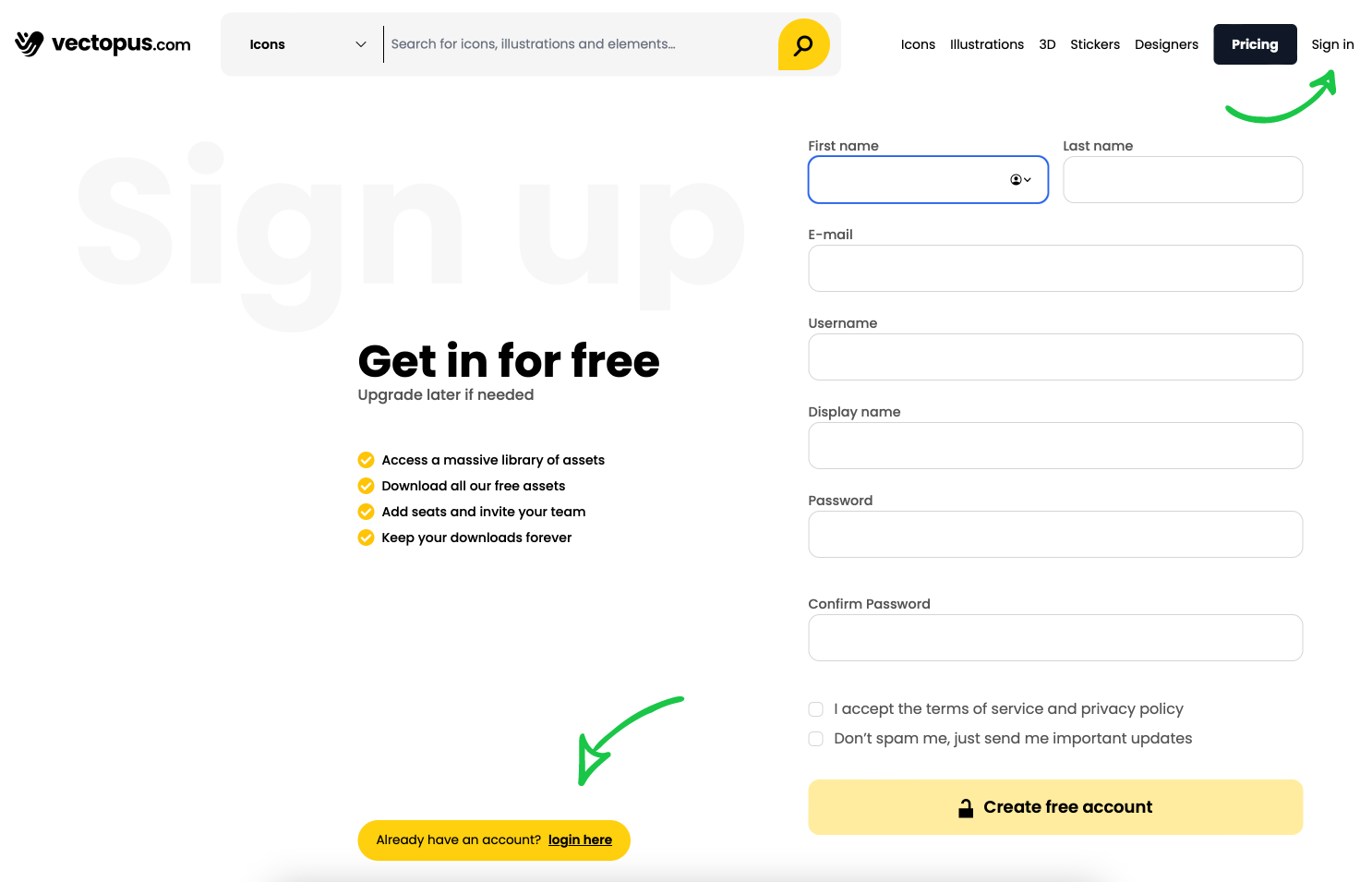 Sign up thumbnail